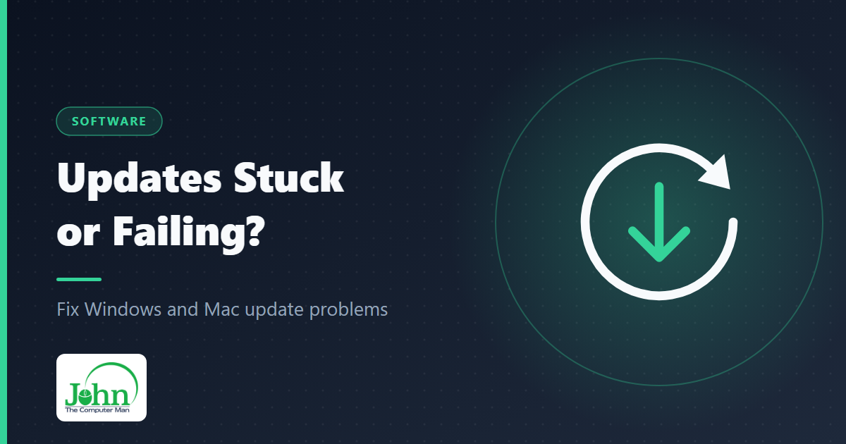 Illustration of a circular refresh arrow around a download arrow