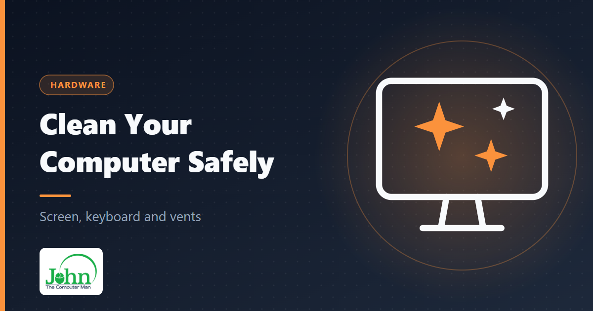 Illustration of a clean computer monitor with sparkles