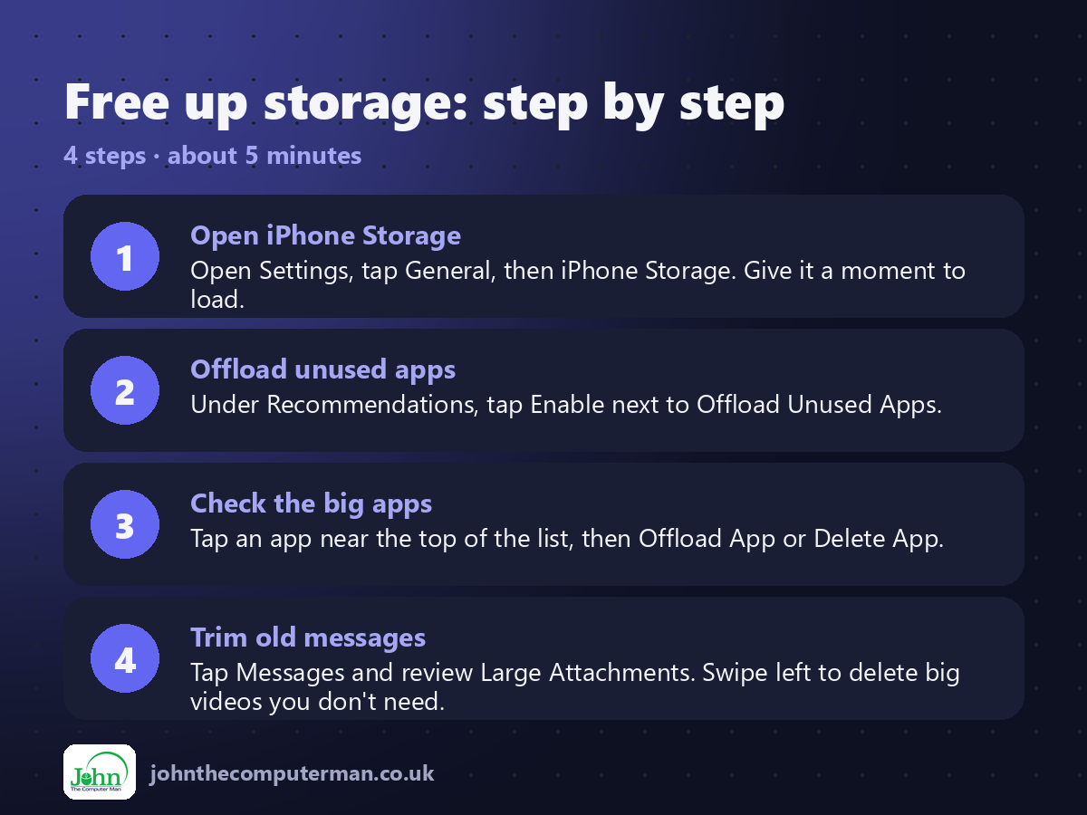 4 steps to use Free up storage on iPhone