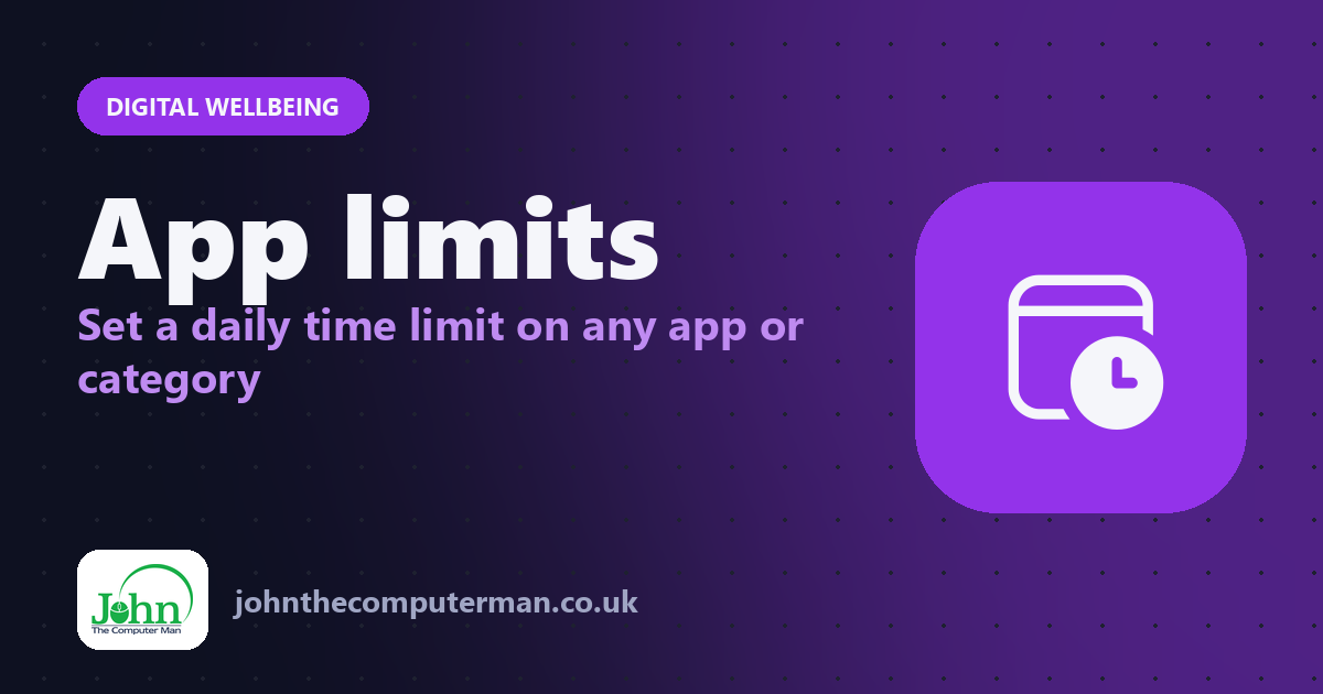 App limits: Set a daily time limit on any app or category